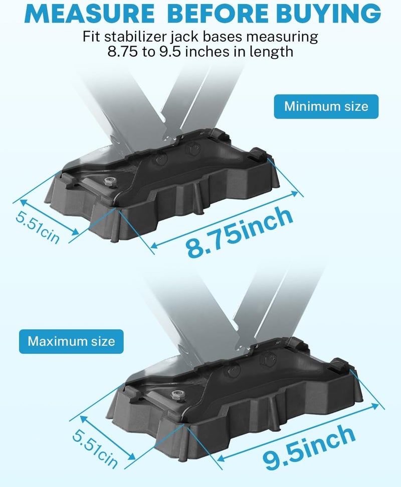 Kohree 2 Pack RV Stabilizer Jack Pads - Solid Rubber Protection Foot for Travel Trailers and Campers - Image 2