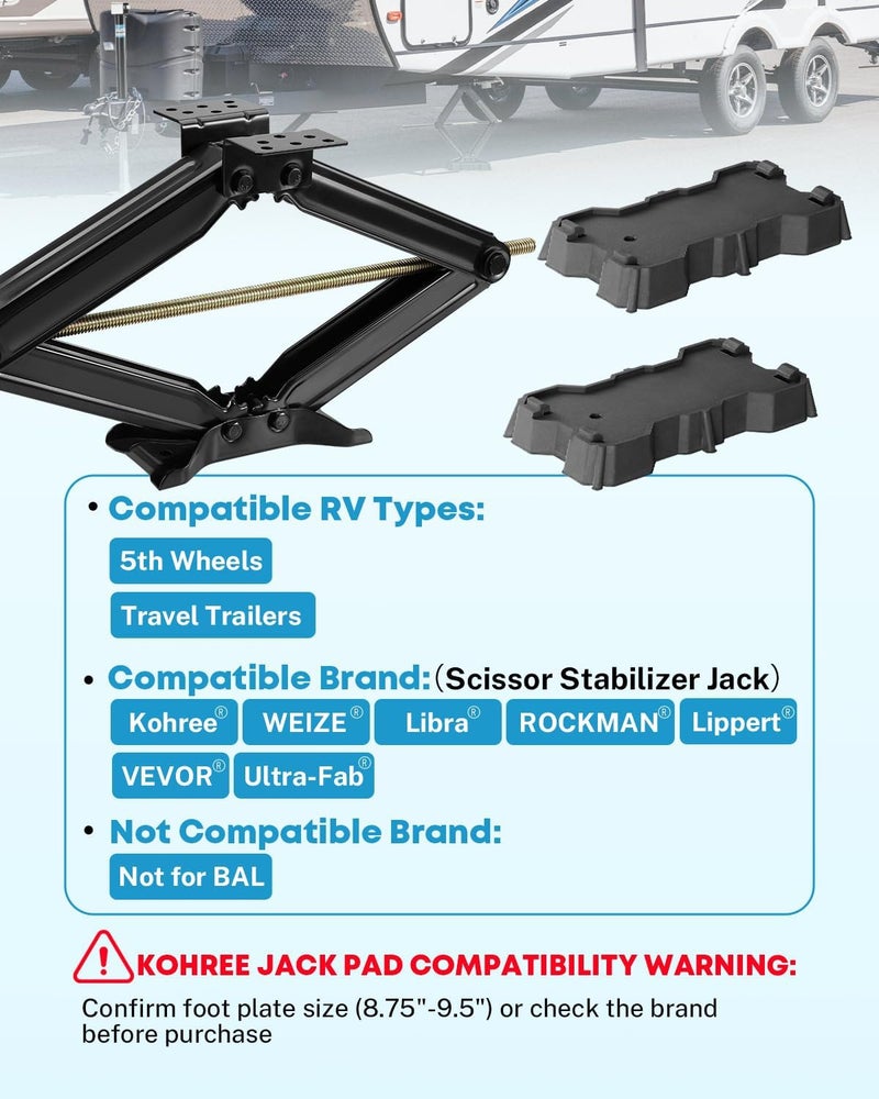 Kohree 2 Pack RV Stabilizer Jack Pads - Solid Rubber Protection Foot for Travel Trailers and Campers - Image 3