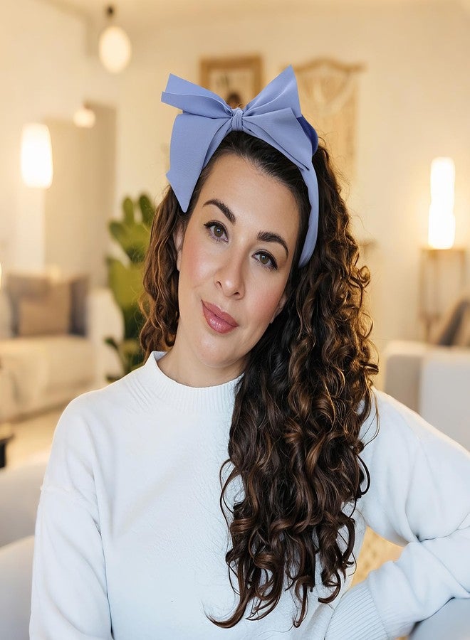 WantGor Bow Headbands for Women, Big Bowknot Hair Hoop Women Knotted Wide Turban Headbands Hair Band Bows (Blue, Large) - Image 5