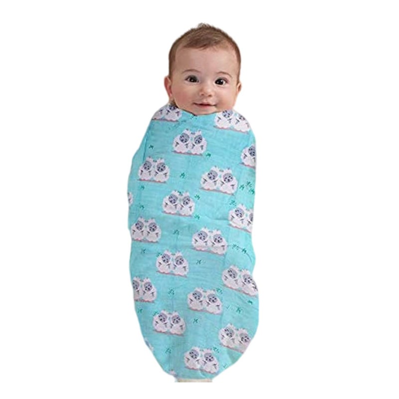 POLKA TOTS 100% Organic Muslin Cotton Soft Swaddle Blanket For New Born Infants Baby Kids - Large Size (Up To 6 Months, Sheep), Multicolor - Image 1