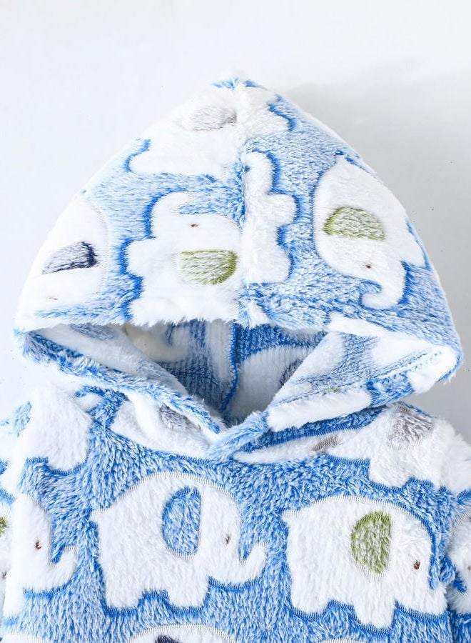 Jecson Baby Girl Winter Clothes Fleece Hoodie & Thermal Pants Set Toddler Girl Fall Outfits Cute Prints Infant Clothing, Blue, 12-18 Months - Image 4
