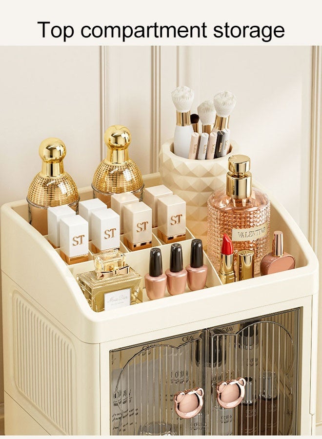 صندوق تخزين مستحضرات التجميل منظم درج مكياج كبير مع غطاء مرئي شفاف تصميم مقاوم للغبار منظم العطور منظم مكياج موفر للمساحة تخزين مستحضرات التجميل مثالي لأسطح الحمام وغرفة النوم وطاولة الزينة وحامل تخزين المكتب لأحمر الشفاه والفرش وطلاء الأظافر - Image 5