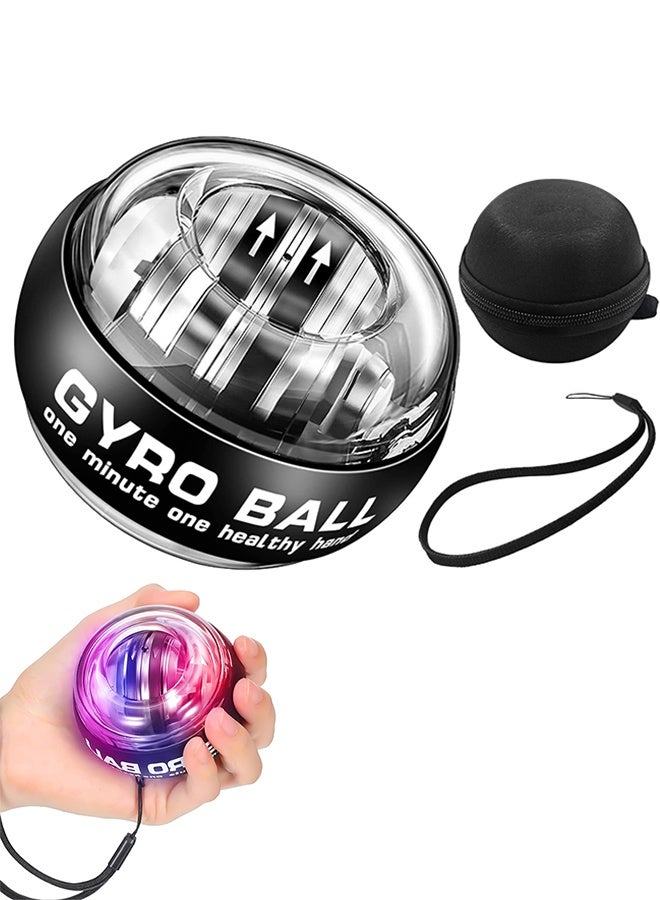 Wrist Power Gyroscopic Ball,Upgraded Auto-Start Power Wrist Ball,Spinner Gyro Hand Grip Strengthener For Strengthen Arms Fingers Muscles,Forearm Exerciser With LED Lights,Bag And Wrist Strap - Image 1