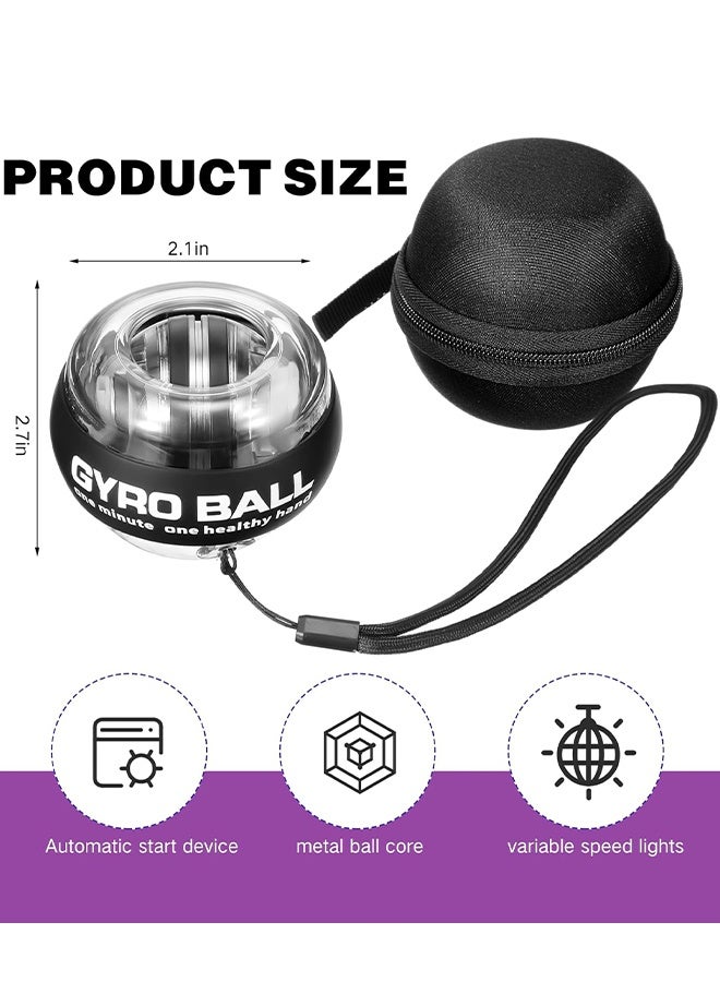 Wrist Power Gyroscopic Ball,Upgraded Auto-Start Power Wrist Ball,Spinner Gyro Hand Grip Strengthener For Strengthen Arms Fingers Muscles,Forearm Exerciser With LED Lights,Bag And Wrist Strap - Image 2