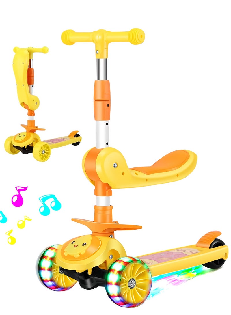 Sharpdo سكوتر ركوب الأطفال بإضاءة LED عجلة وامضة قابلة للتعديل ارتفاع سكوتر قابل للطي للأنشطة الخارجية للأولاد والبنات - Image 1
