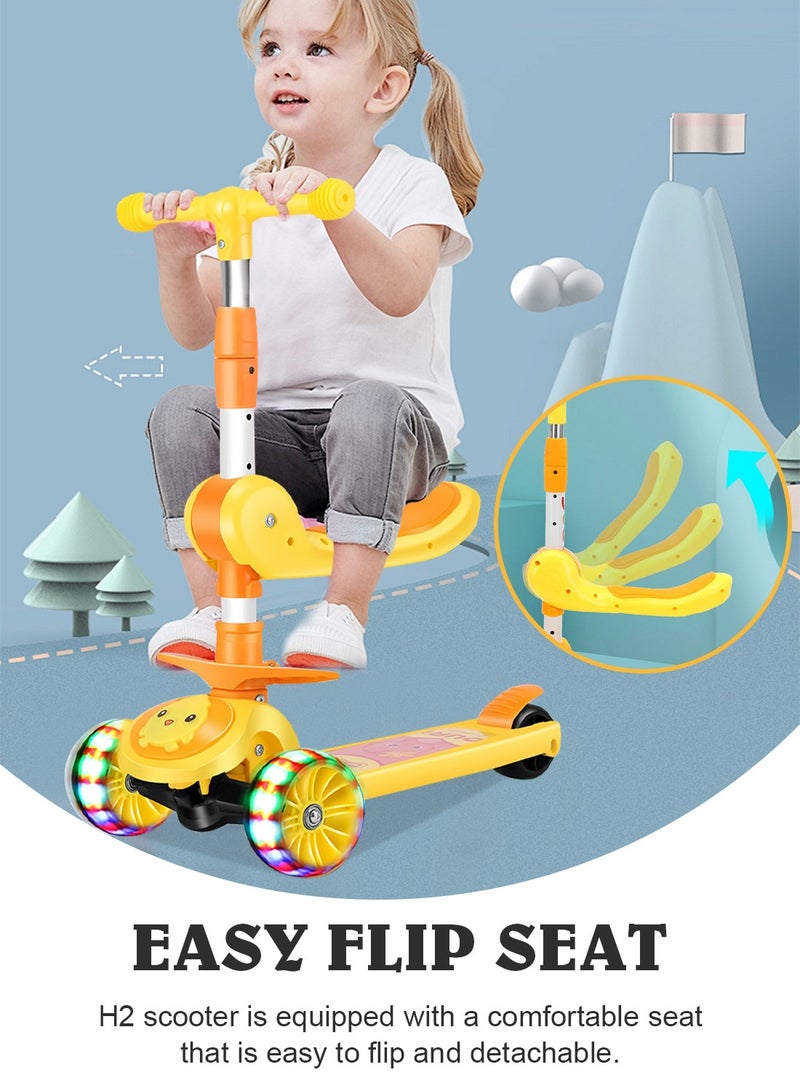Sharpdo سكوتر ركوب الأطفال بإضاءة LED عجلة وامضة قابلة للتعديل ارتفاع سكوتر قابل للطي للأنشطة الخارجية للأولاد والبنات - Image 3