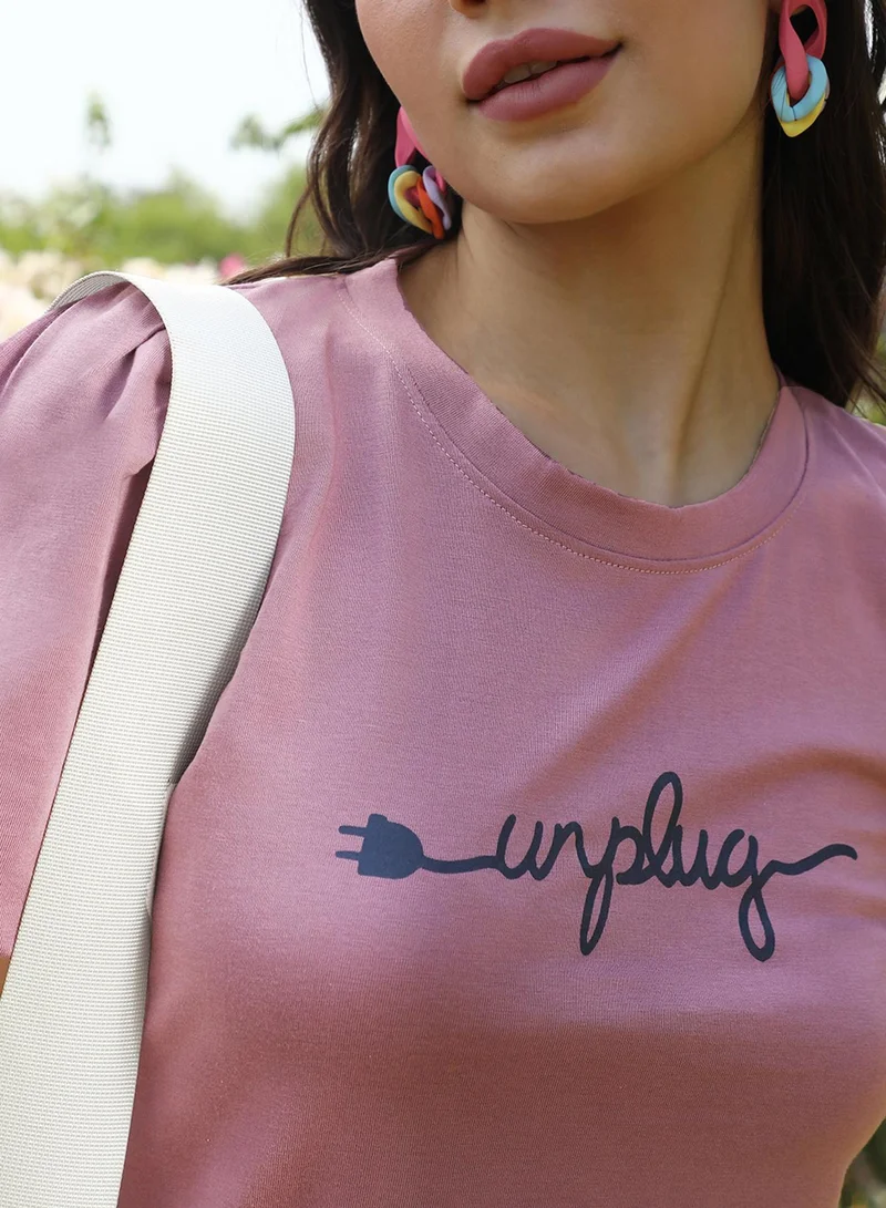 Pinacolada  Women's Mauve Purple Unplug T-Shirt Dress for Women | Best Price UAE