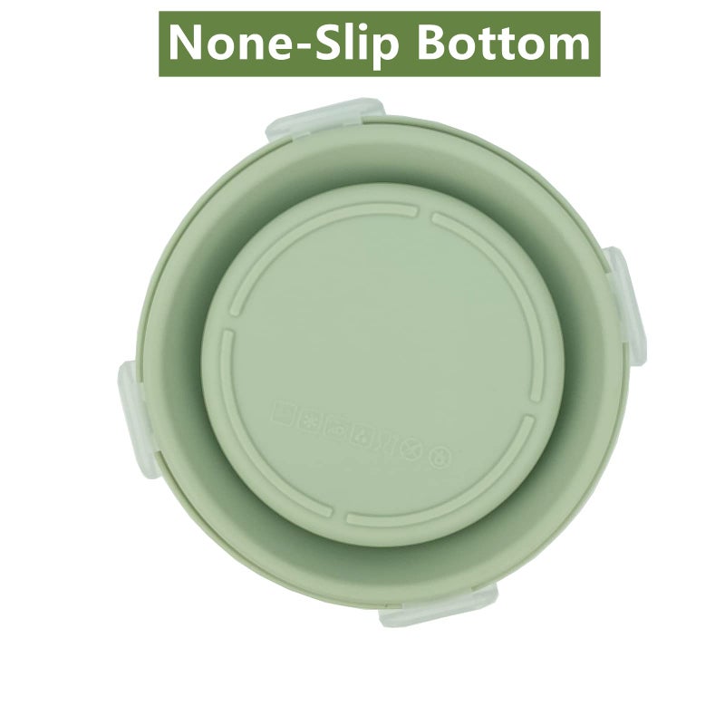 Lunbengo 3piece Collapsible Bowl with Lids  Microwave Silicone Meal Prep Lunch Containers  Ideal Food Bowls for Snacks  Fruits  Oatmeal  Camping Travel  Round  Green - Image 5
