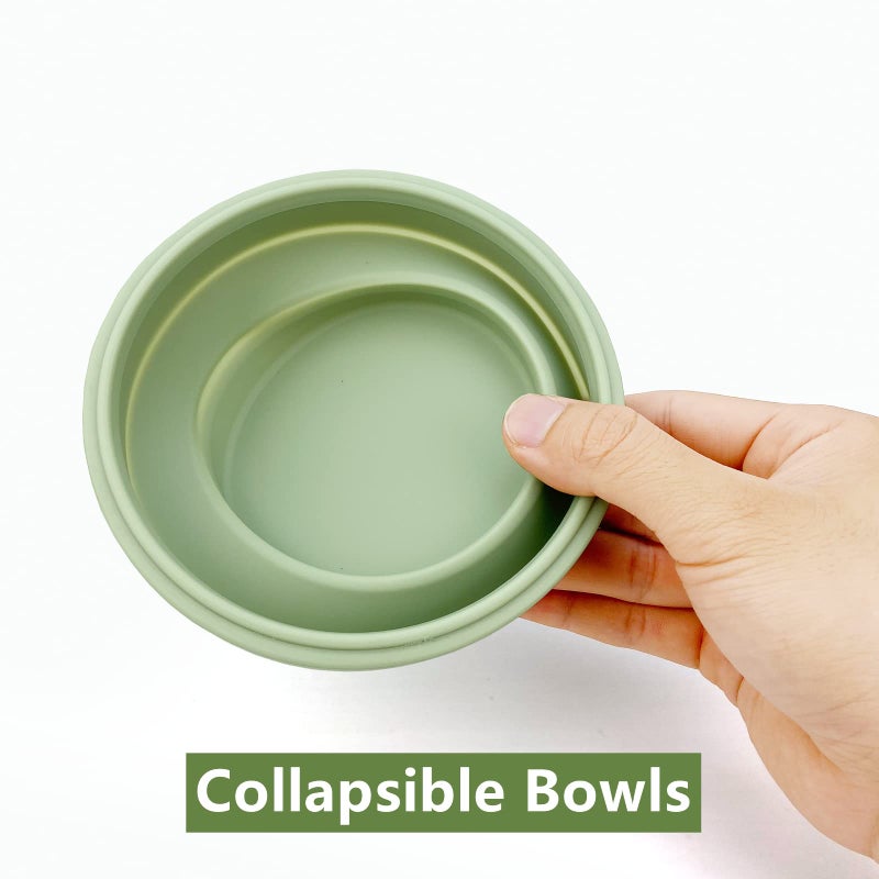 Lunbengo 3piece Collapsible Bowl with Lids  Microwave Silicone Meal Prep Lunch Containers  Ideal Food Bowls for Snacks  Fruits  Oatmeal  Camping Travel  Round  Green - Image 3