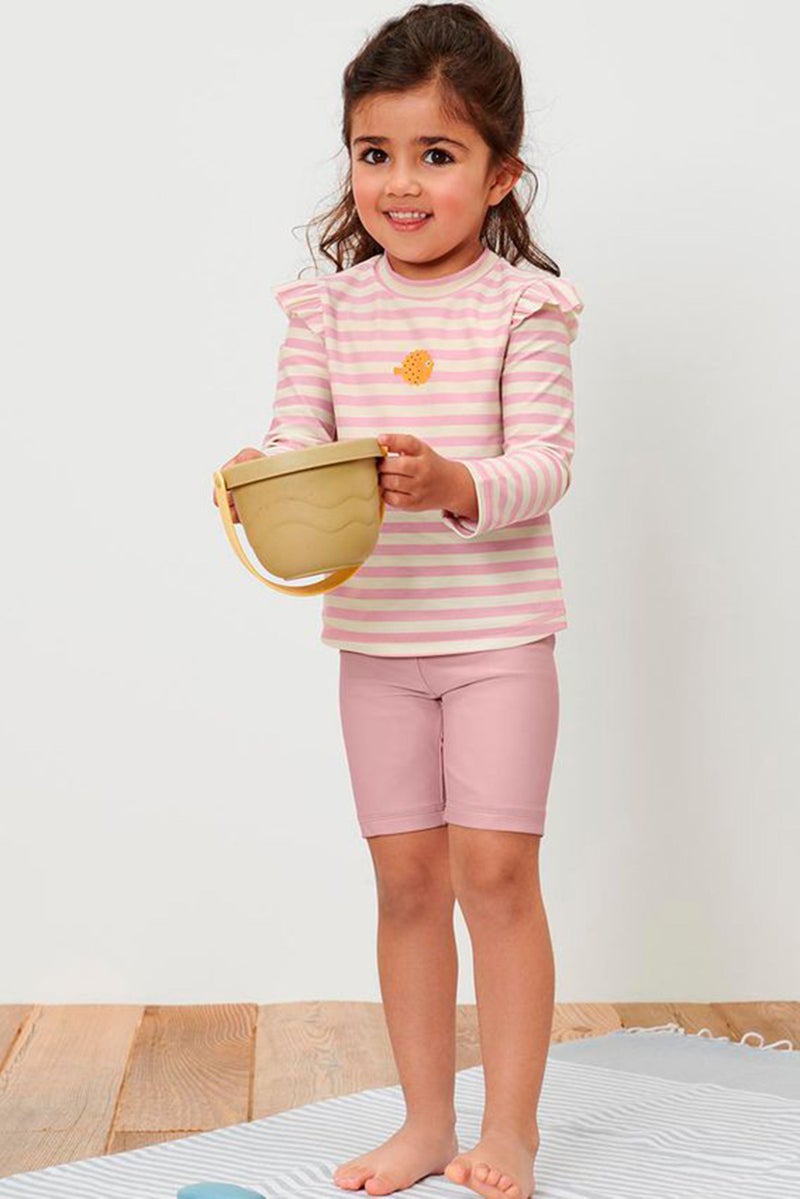 Tchibo Kids Girl Stripe Top And Short Set, Pink - Image 1