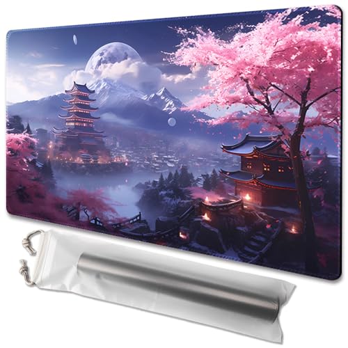 TCGMAT MTG Playmat NonSlip Backing Printing Ideal for Card Game Enthusiasts TCG Playmat Cherry Blossom rainNo Deck - Image 1