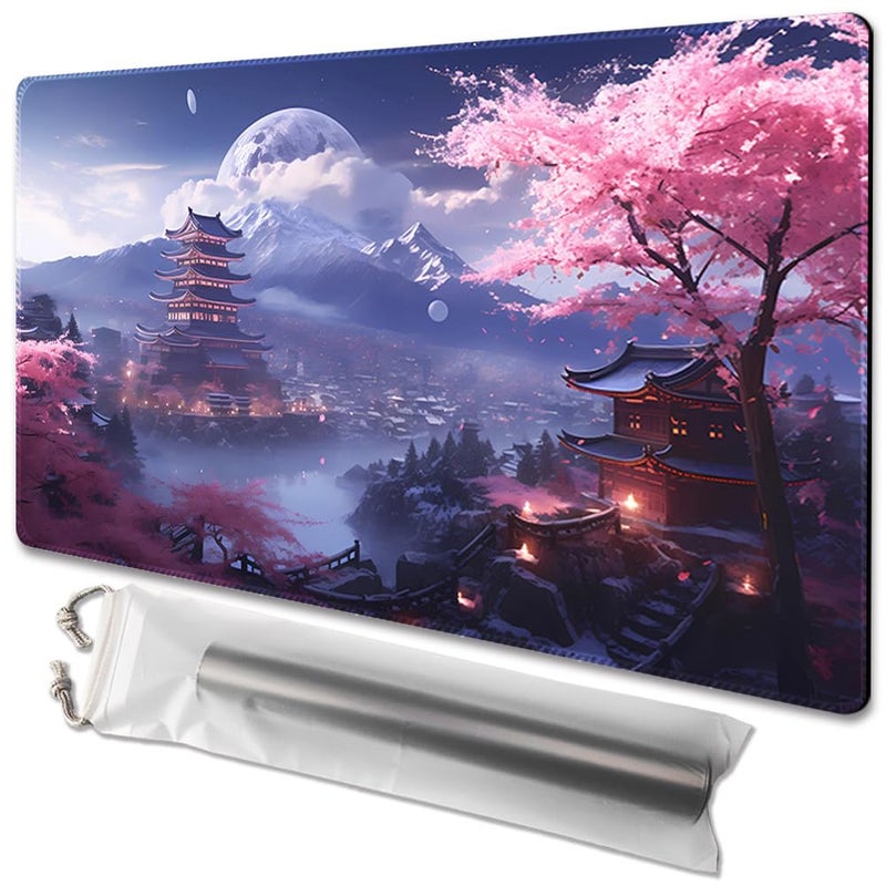 TCGMAT MTG Playmat NonSlip Backing Printing Ideal for Card Game Enthusiasts TCG Playmat Cherry Blossom rainNo Deck - Image 3