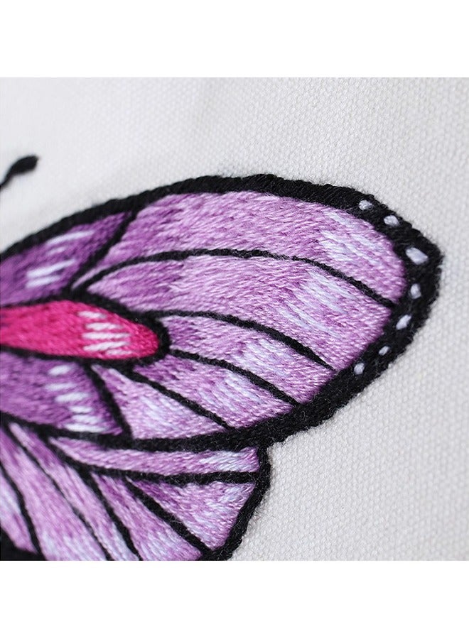Generic 2 PCS Embroidery Kit for Beginners - Cross Stitch DIY Craft Set, Embroidery Accessories & Hoop Included, Hand Embroidery Kit for Adults Stitching Sewing Kit Gift | Butterfly Patterns  - Image 4