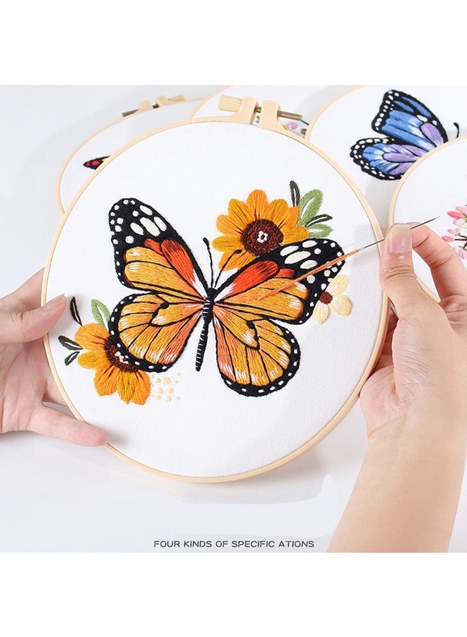 Generic 2 PCS Embroidery Kit for Beginners - Cross Stitch DIY Craft Set, Embroidery Accessories & Hoop Included, Hand Embroidery Kit for Adults Stitching Sewing Kit Gift | Butterfly Patterns  - Image 5