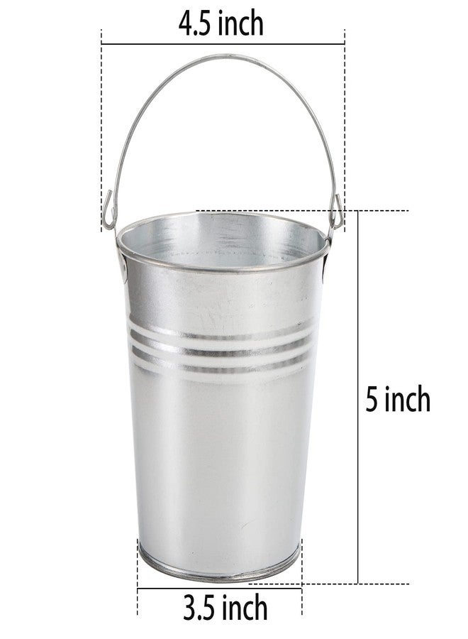 TOPZEA 20 Pack Galvanized Buckets, 4.5"x 5" Metal Buckets with Handle Small Pails Tin Bucket for Party Favors, Farmhouse Flower Bucket Garden Planters Decorative Table Centerpieces Party Supplies - Image 2