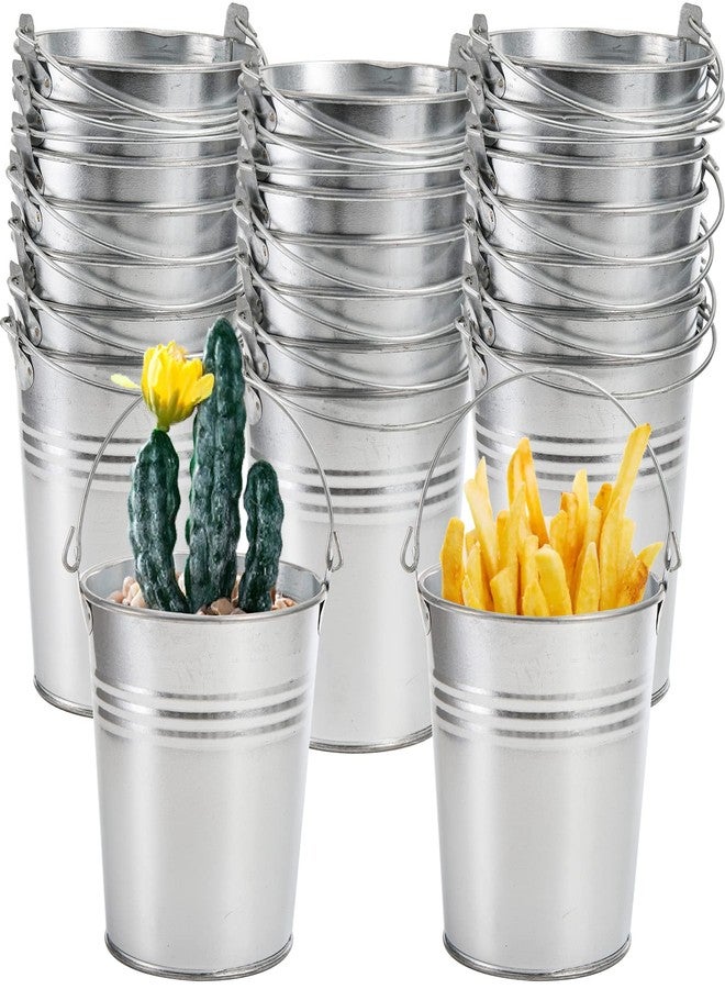 TOPZEA 20 Pack Galvanized Buckets, 4.5"x 5" Metal Buckets with Handle Small Pails Tin Bucket for Party Favors, Farmhouse Flower Bucket Garden Planters Decorative Table Centerpieces Party Supplies - Image 1