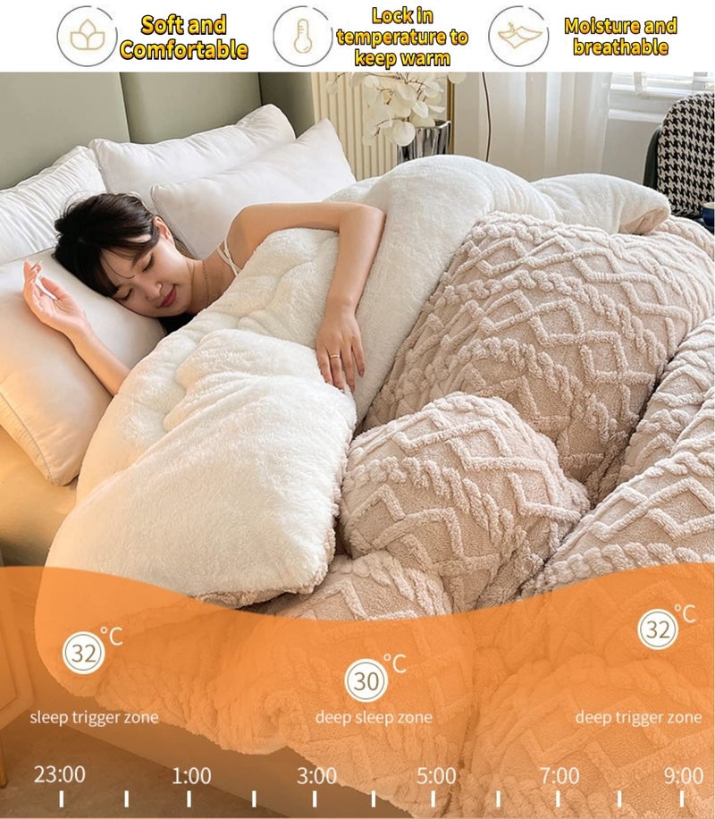 SOVILEE Thickened Super Soft Insulation Hibiscus Winter Quilt, Cashmere and Double Fabrics, Breathable Warmth Fluffy Plush Sided Velvet Blanket (Grey,220 * 240cm/86.61 94.49in (5KG)) - Image 2