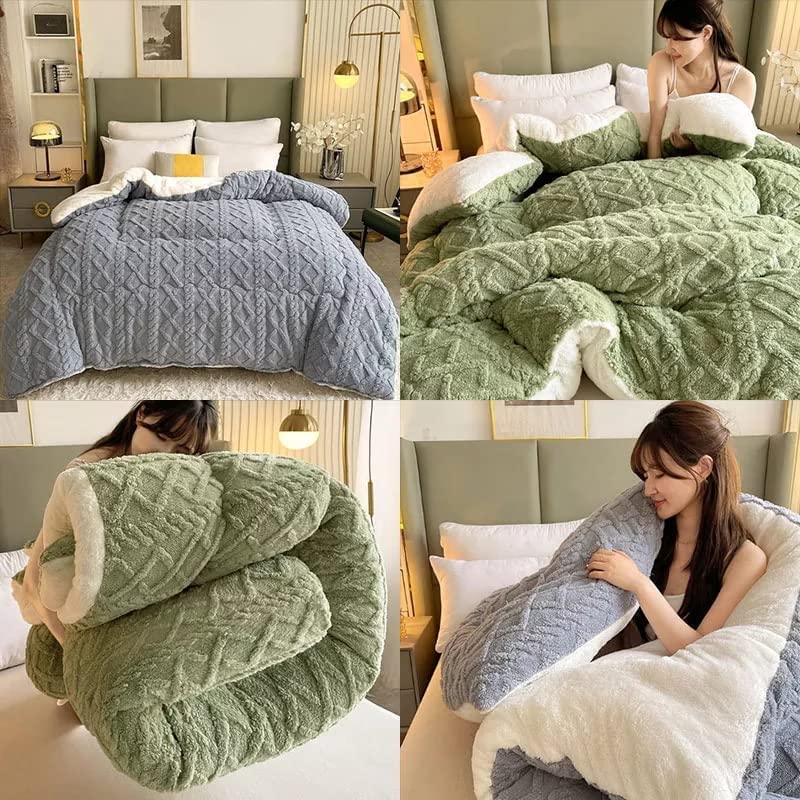SOVILEE Thickened Super Soft Insulation Hibiscus Winter Quilt, Cashmere and Double Fabrics, Breathable Warmth Fluffy Plush Sided Velvet Blanket (Grey,220 * 240cm/86.61 94.49in (5KG)) - Image 4