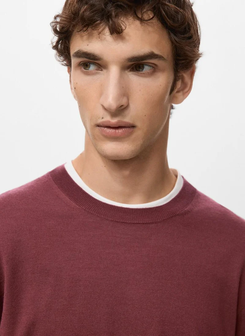 Mango Man  100% merino wool crew neck sweater for Men | Best Price UAE