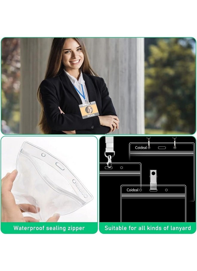 Coideal Horizontal Badge Holder Clear - Coideal 36 Pcs Thick Name Tag Id Card Holders Protector Transparent Sleeves With Waterproof Resealable Zip  - Image 3