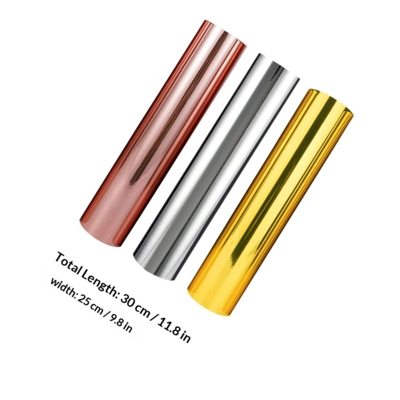 Self Adhesive Metallic Vinyl Film Gold Silver Rose Gold 30cm X 25cm For DIY Cup And Glass Decor - Image 3