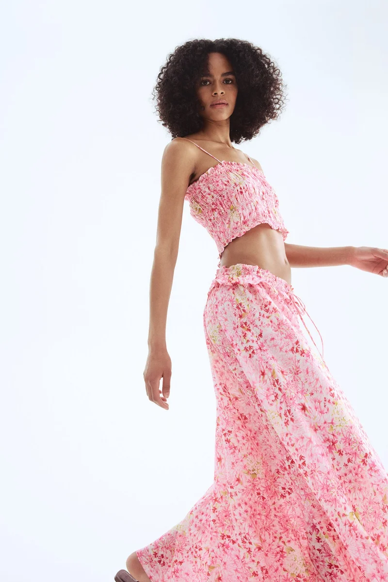 اتش اند ام بلوزة سموكد بأربطة