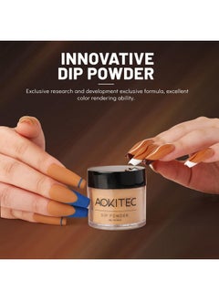 Aokitec Toffee Colors Dip Powder, 1Oz Light Brown Nail Dip Powder For French Manicure Nail Starter & Professional Home Diy Salon Use Keep Long-Lasting 28+ Dip Nails  - Image 4