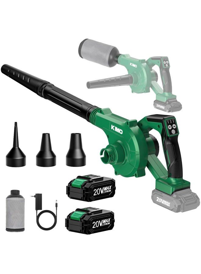 Kimo Cordless Leaf Blower and Vacuum Combo 4 In 1, 3 Nozzles for Inflation and Deflation, 190MPH, Control Panel with 3 Speeds, 20" Extended Tube, 2 Pack Battery Operated Leaf Blowers for Lawn Care - Image 1