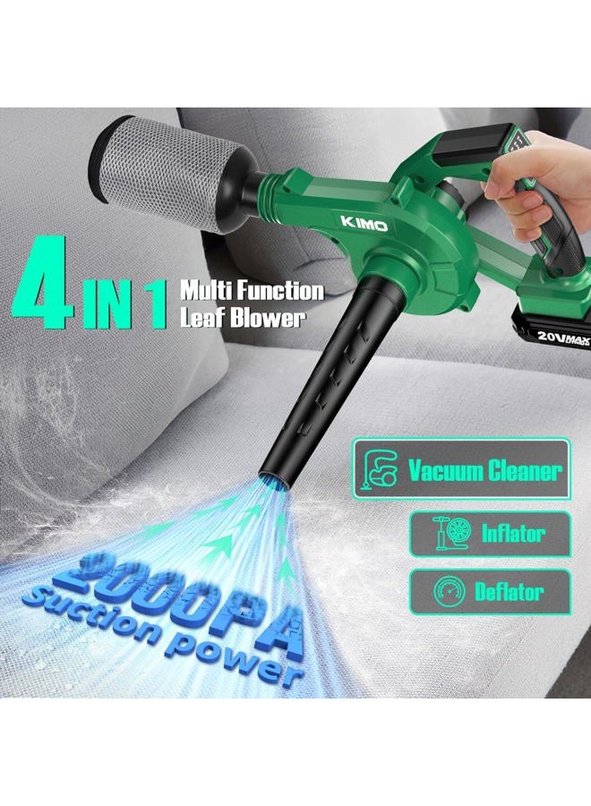 Kimo Cordless Leaf Blower and Vacuum Combo 4 In 1, 3 Nozzles for Inflation and Deflation, 190MPH, Control Panel with 3 Speeds, 20" Extended Tube, 2 Pack Battery Operated Leaf Blowers for Lawn Care - Image 2