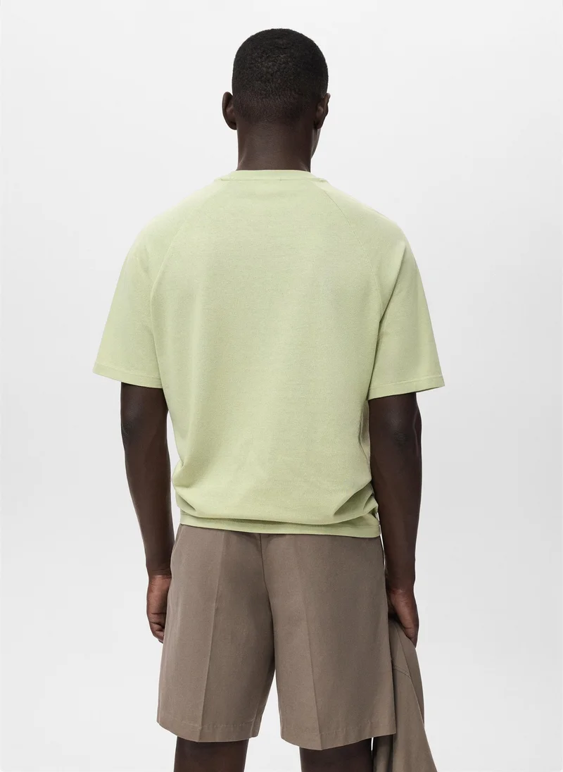 Mango Man Relaxed-fit cotton-linen t-shirt