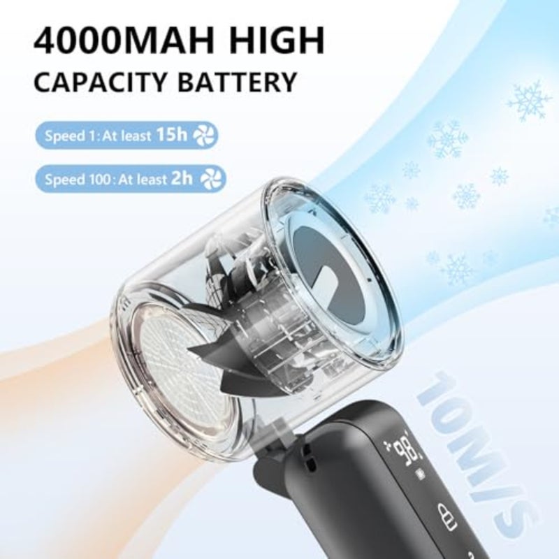Portable Handheld Mini Fan, Speed 1-100 Adjustable Turbo Personal Fan, 4000mAh Battery Rechargeable, AI Digital Display, Gifts for Women Men Camping Travel Summer Outdoor - Image 3