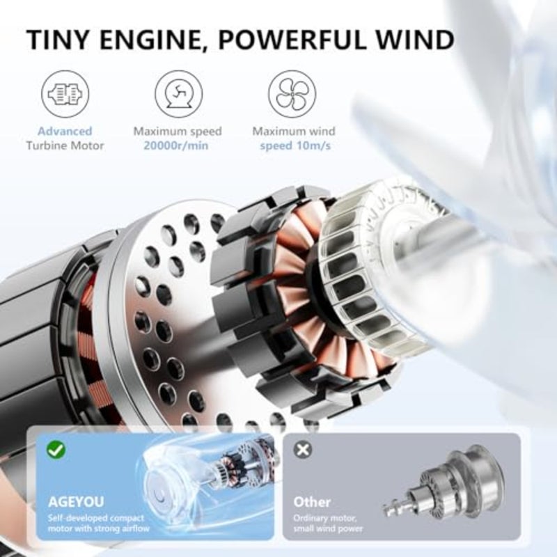 Portable Handheld Mini Fan, Speed 1-100 Adjustable Turbo Personal Fan, 4000mAh Battery Rechargeable, AI Digital Display, Gifts for Women Men Camping Travel Summer Outdoor - Image 4