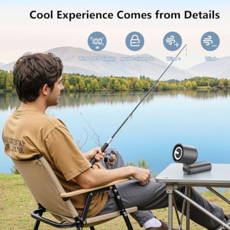 Portable Handheld Mini Fan, Speed 1-100 Adjustable Turbo Personal Fan, 4000mAh Battery Rechargeable, AI Digital Display, Gifts for Women Men Camping Travel Summer Outdoor - Image 5