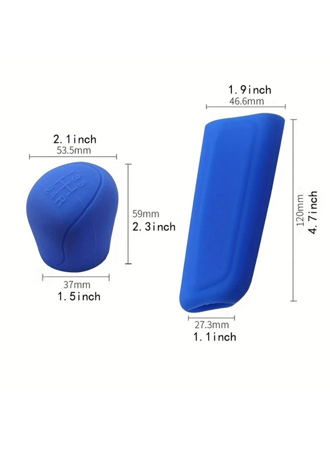 2pcs Black Silicone Manual Car Shift Knob Cover and Handbrake Grip Nonslip Interior Covers - Image 2