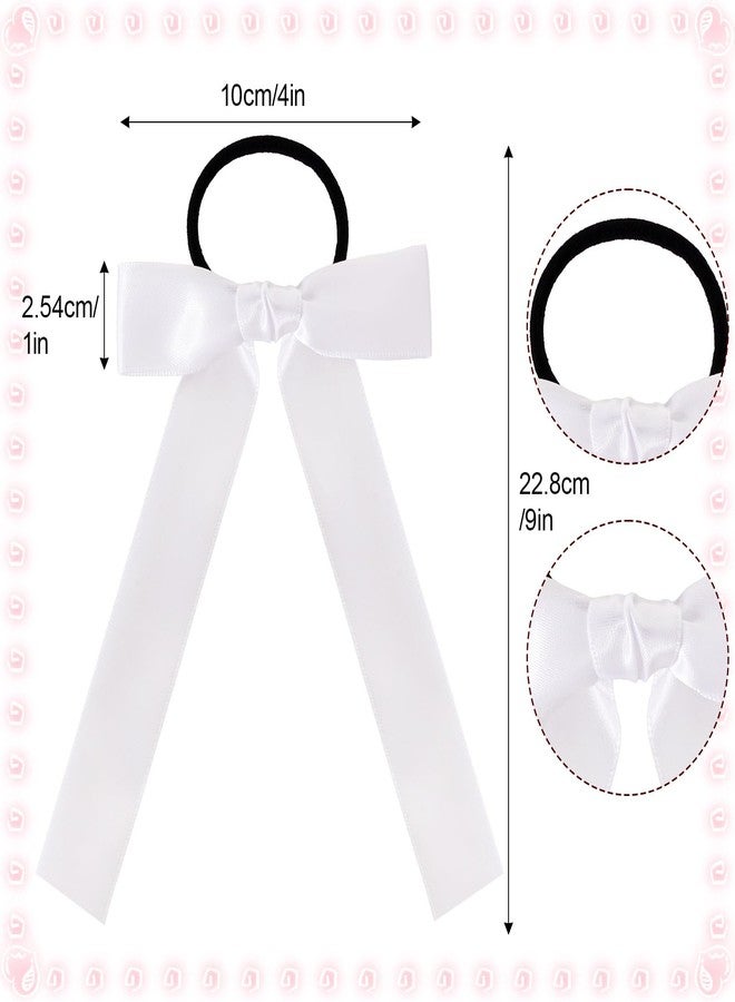 Fengek 30 Pcs White Cheer Bows Bulk, Long White Hair Bows for Girls and Women - Hair Ties for Cheerleading, Daily Wear - Image 2