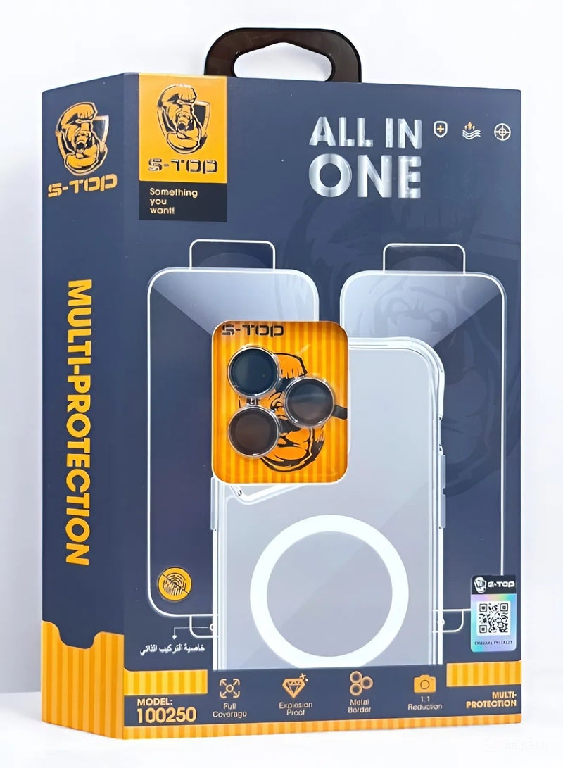 اس-توب بكج الحماية الكاملة الجديد لـ آيفون 12 (iPhone 12) مع كفر يدعم الشحن اللاسلكي (MagSafe) حماية كاملة لجهازك ضد الخدوش والسقوط, الكل في واحد (ALL IN ONE), البكج الأصلي من S-TOP - Image 2