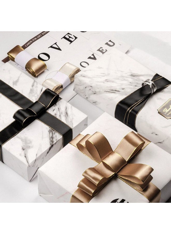 5 Rolls of Gold-Edged Double-Sided Satin Ribbon,22mm x 5m，Gold Edges Border Fabric Ribbonsfor Wedding Bouquets, Gift Wrapping, Hair Accessories, Party Decorations - Image 2