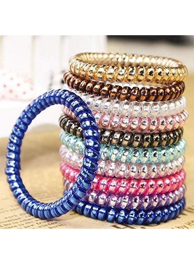 Belicia Belicia Colorful Telephone Wire Cord Hair Band Ties Band Rope Bobbles Women Girls Headwear Hair Accessories Mixed Color Perfect Quality Multicolor 10 PCS - Image 1