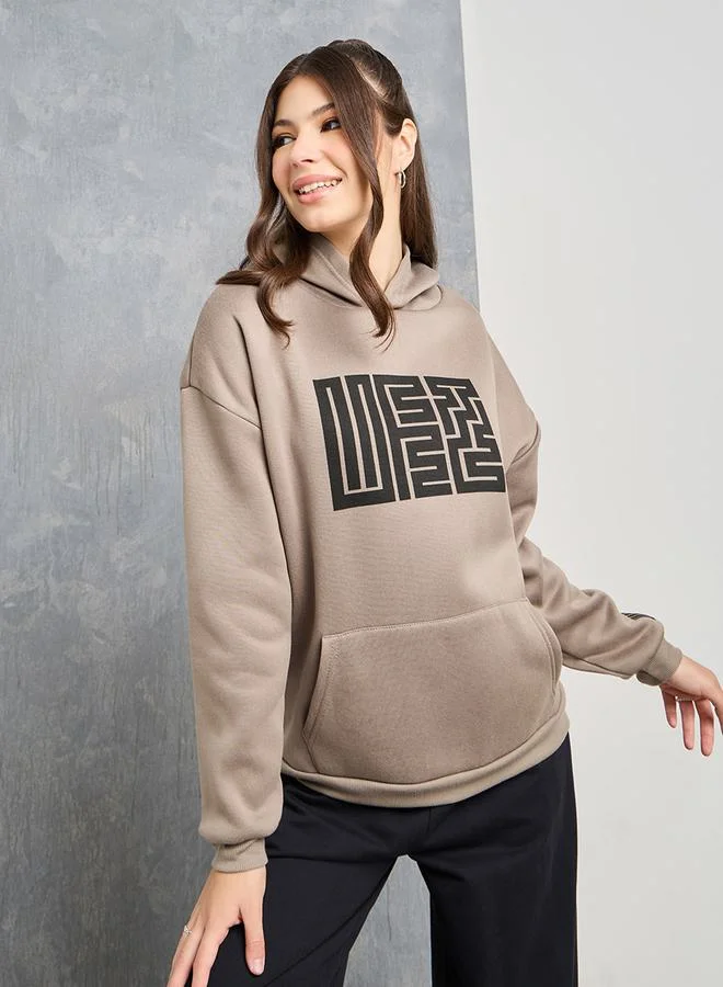Take Two Boxy Fit Graphic Print Regular Length Hoodie