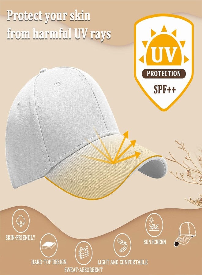 Taeku Baseball Cap Women Men Adjustable Cotton Vintage Golf Dad Hat for Running Outdoor Workouts (White) - Image 3