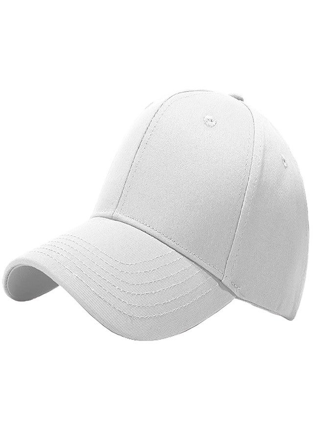 Taeku Baseball Cap Women Men Adjustable Cotton Vintage Golf Dad Hat for Running Outdoor Workouts (White) - Image 1