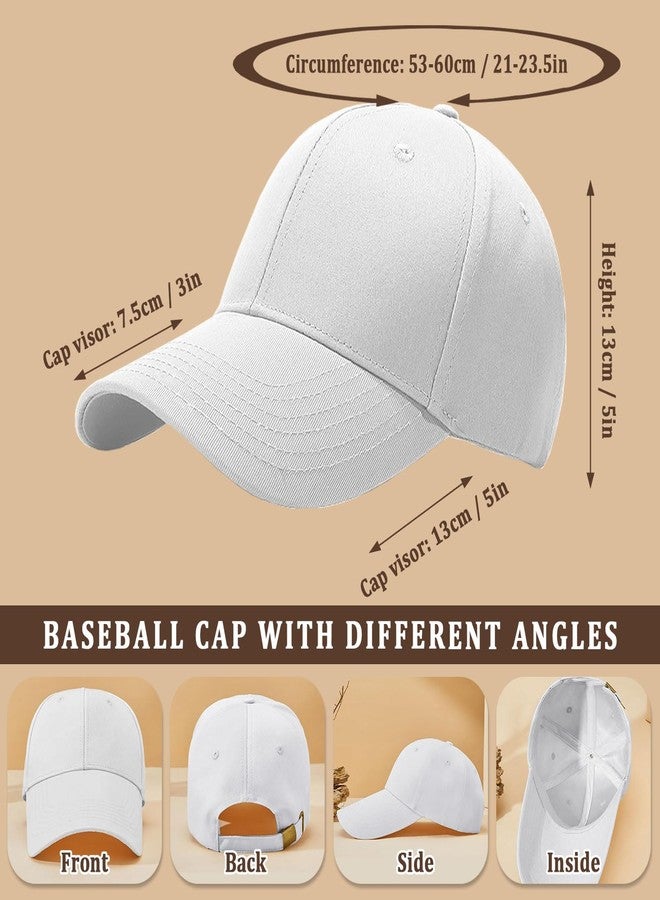 Taeku Baseball Cap Women Men Adjustable Cotton Vintage Golf Dad Hat for Running Outdoor Workouts (White) - Image 2
