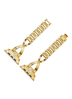 NIBEMINENT Replacement Bling Strap X-Link For Apple Watch Nike+/Series 1/2/3/Sport 38mm Gold  - Image 3