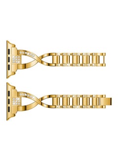 NIBEMINENT Replacement Bling Strap X-Link For Apple Watch Nike+/Series 1/2/3/Sport 38mm Gold  - Image 2