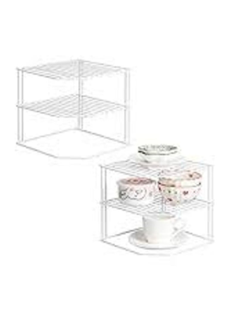 3-layer corner rack, idea for kitchen storage and organization, cabinet organizer made of iron and painted with rust-resistant paint (white) - Image 1