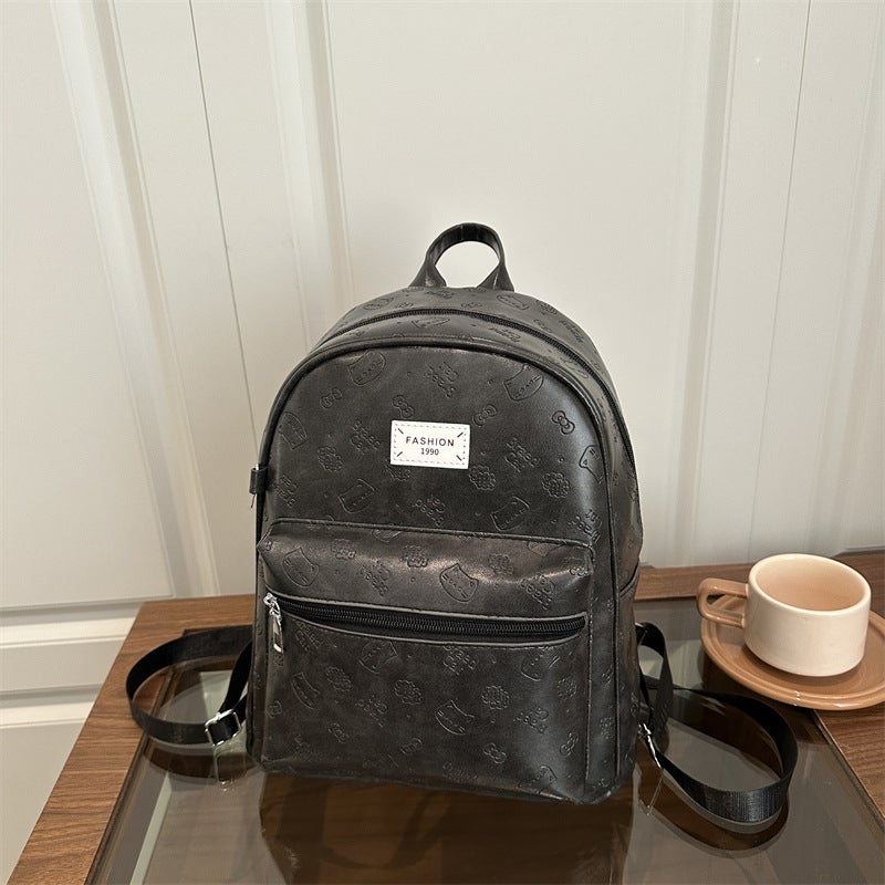 2026 Korean Style PU Women's Backpack Retro Casual Travel School Medium - Image 3