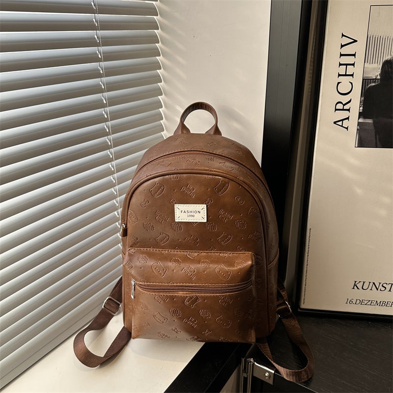 2026 Korean Style PU Women's Backpack Retro Casual Travel School Medium - Image 1