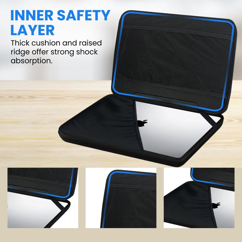 Dyazo 13.6-13.3-13 Inch Hard Shell Laptop Sleeve Case | Shockproof & Water Resistant EVA Protective Cover with Handle | Compatible for MacBook Pro/Air M2 M1, Dell, HP, Lenovo and ASUS (Black) - Image 3