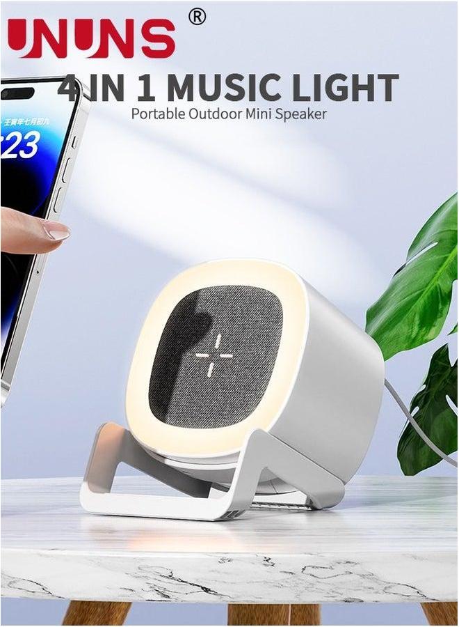 UNUNS Bluetooth Speaker,4-In-1 Speaker With RGB light,Wireless Charger,Phone Holder,3 Levels Touch Night Light,For Home Party Outdoor Beach,Electronic Gadgets,Birthday Gift - Image 2