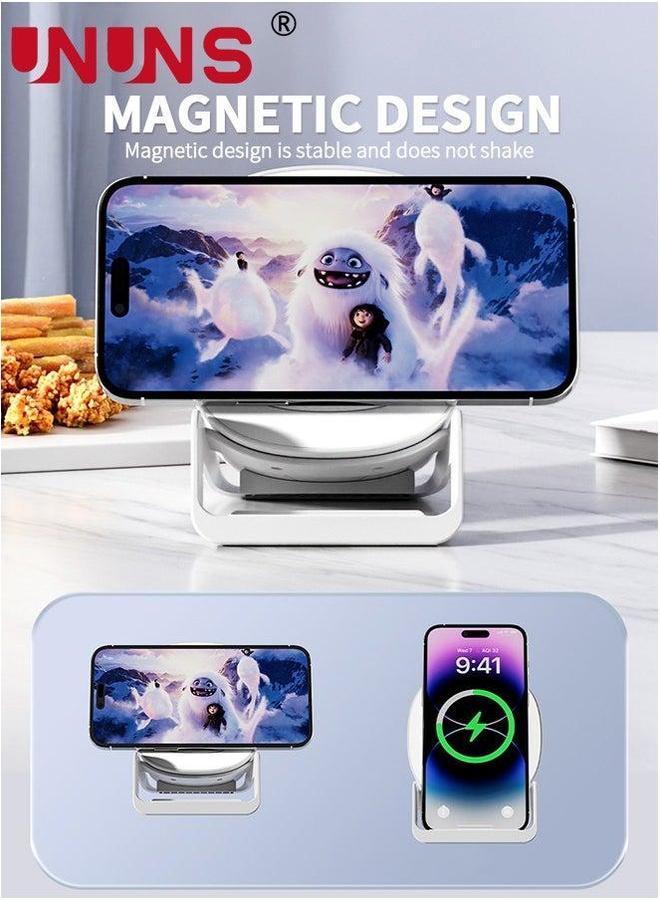 UNUNS Bluetooth Speaker,4-In-1 Speaker With RGB light,Wireless Charger,Phone Holder,3 Levels Touch Night Light,For Home Party Outdoor Beach,Electronic Gadgets,Birthday Gift - Image 5